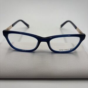 New Nine West NW5141 434 Blue/Gold Rectangle Womens Eyeglasses 52-17-135mm #C401